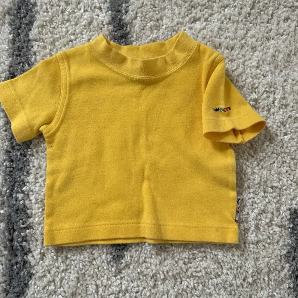 Vtg Gymboree 12 Months XS Yellow Tshirt Logo Basic Rainbow Tag 90s Crewneck